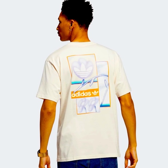 ADIDAS ORIGINALS FLORAL ABSTRACT AIRBRUSH LOOK PRINT IN ECRU TINT SIZE XL NWOT - Picture 3 of 13